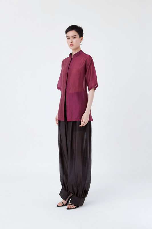 Moina Sheer Top - Wine
