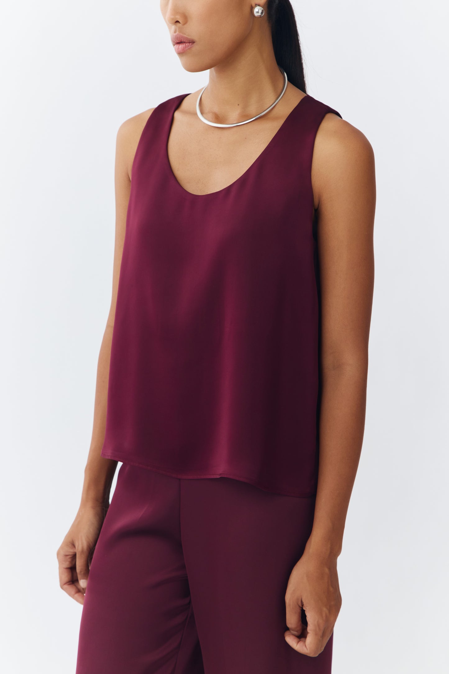 Scoop Neck Top - Wine