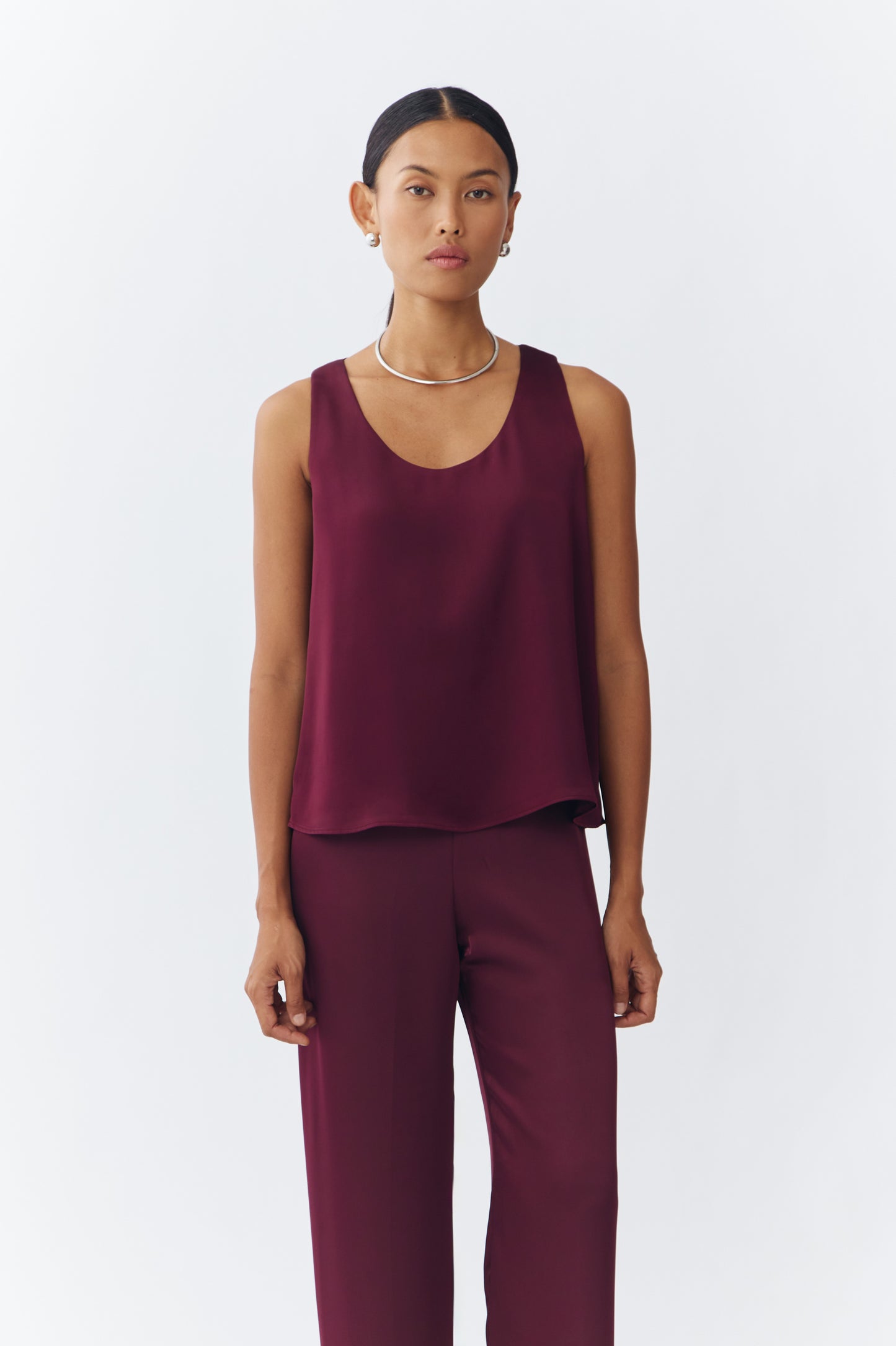 Scoop Neck Top - Wine