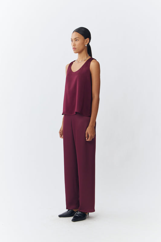Scoop Neck Top - Wine