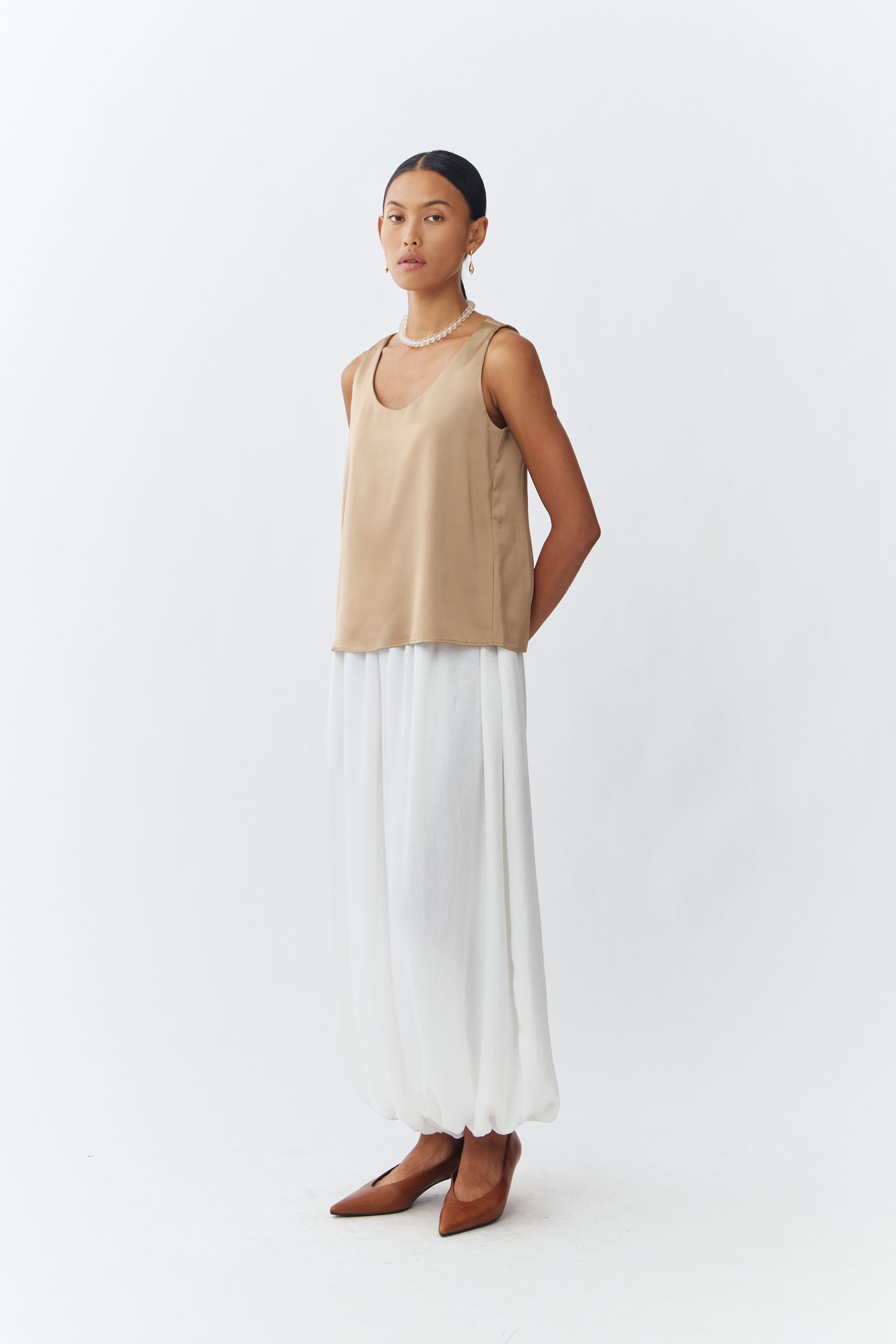 Scoop Neck Top - Tan