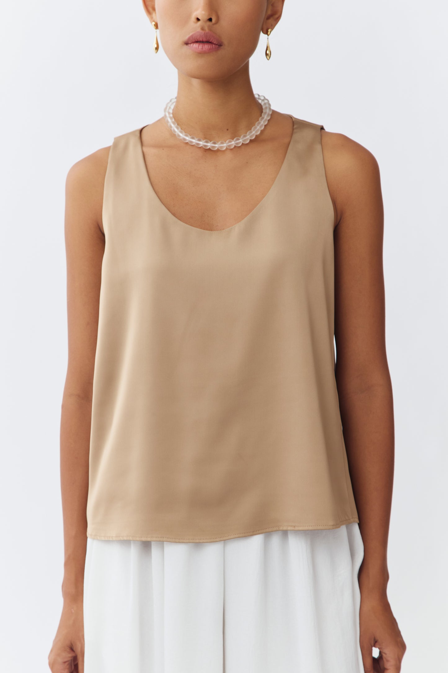 Scoop Neck Top - Tan