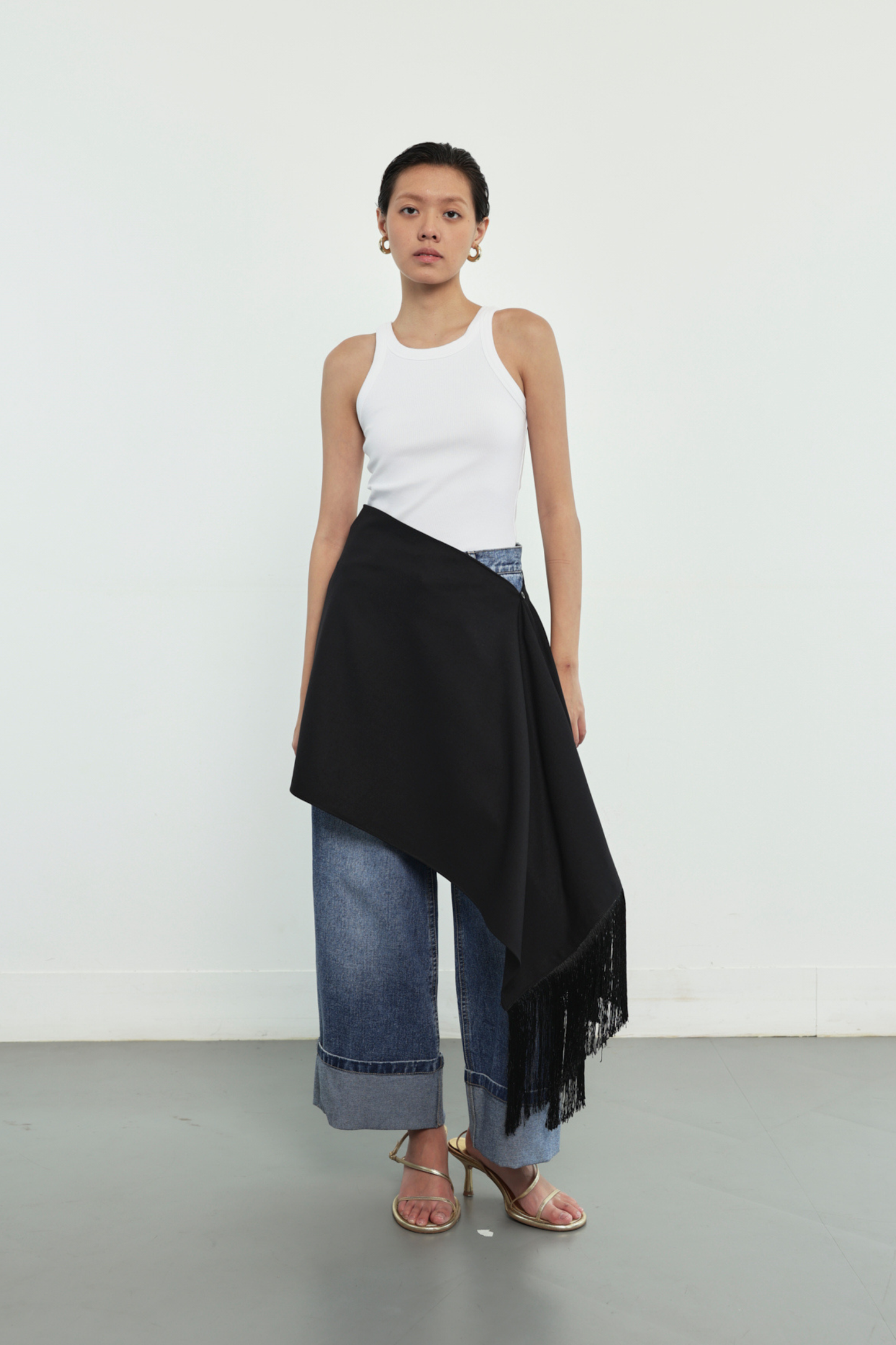 (PO) Fringe Scarf - Black