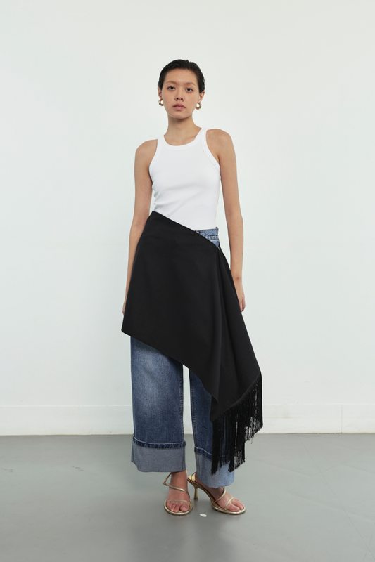 (PO) Fringe Scarf - Black