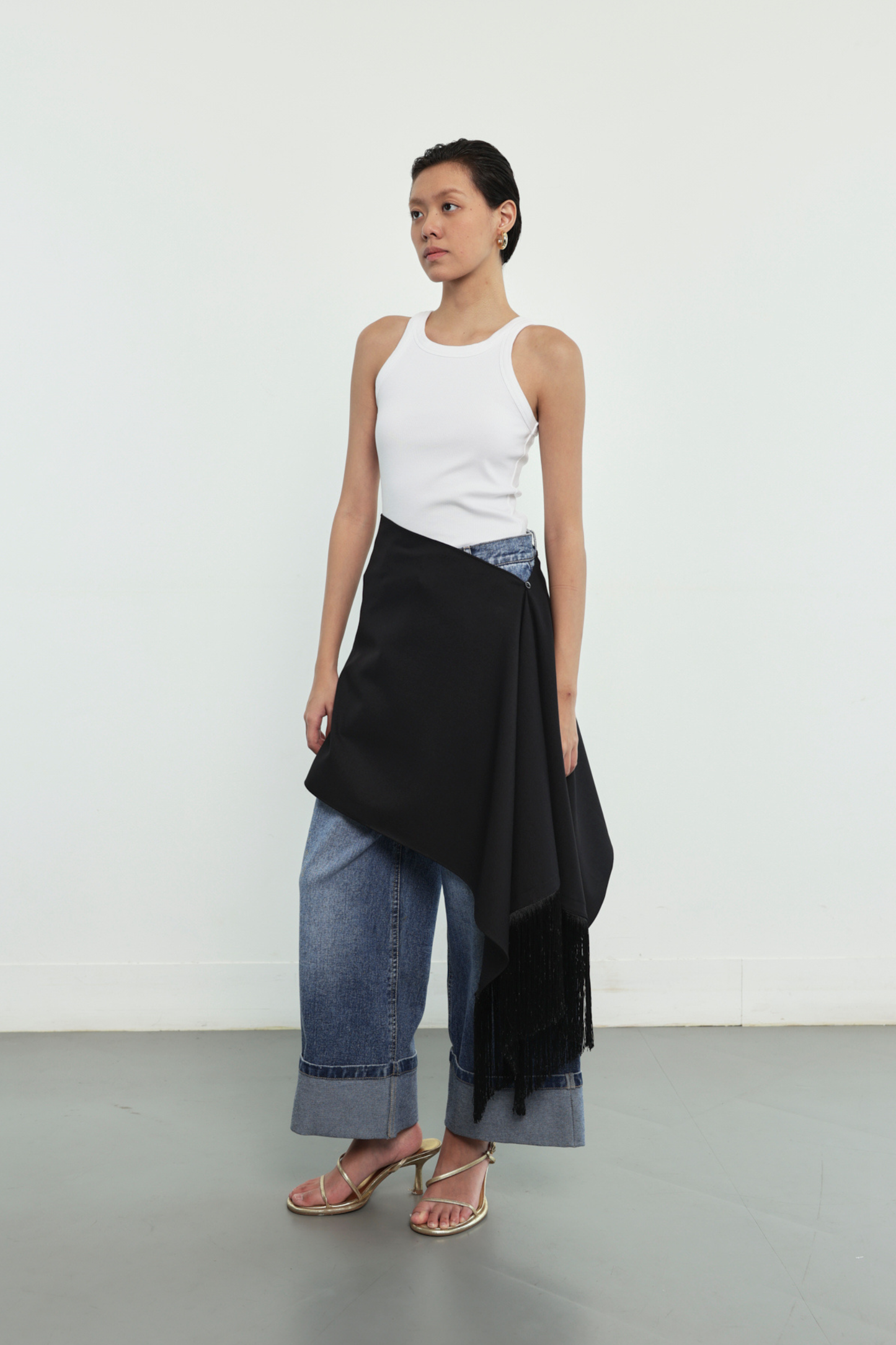 (PO) Fringe Scarf - Black
