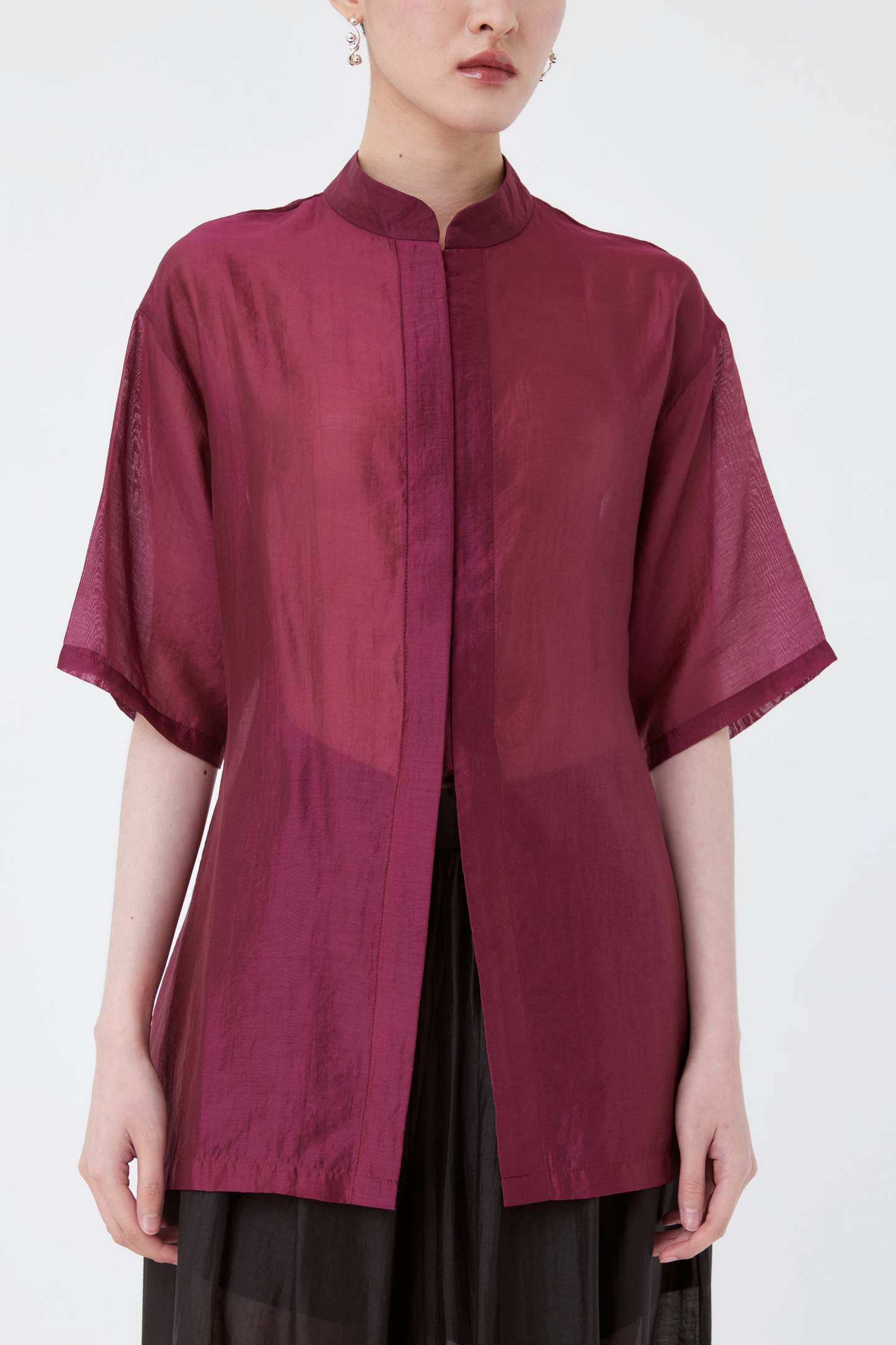Moina Sheer Top - Wine