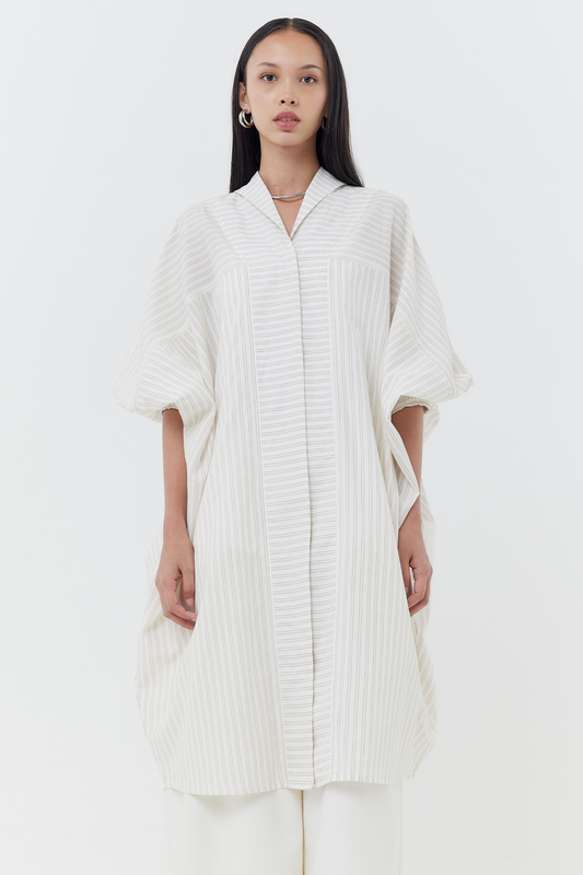 (PO) Oris Dress - Neutral Stripes