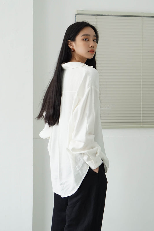 Oversized Linen Shirt - Broken White