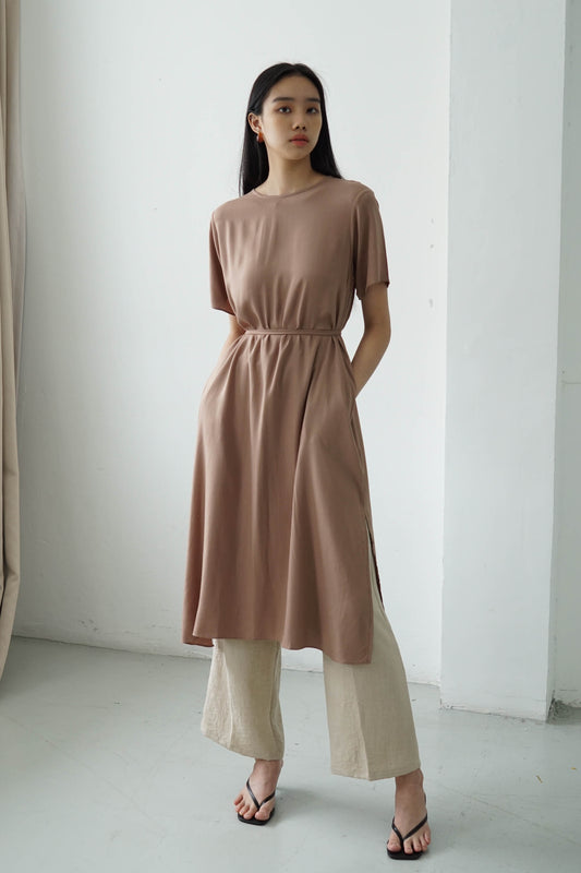 Basic Loose Dress - Brown