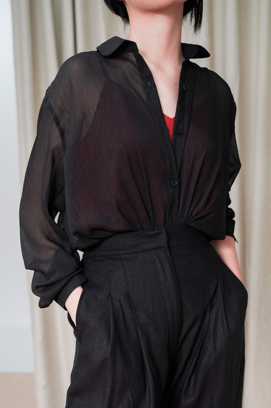 Basic Loose Blouse - Sheer Black